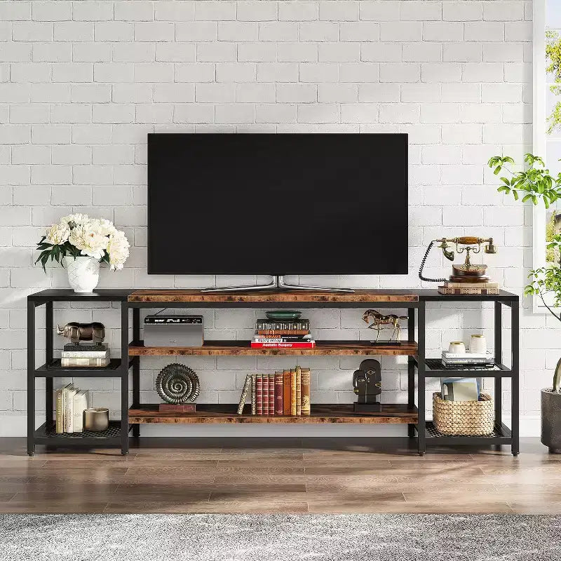 Lantine 78-Inch TV Stand for Up to 85-Inch TVs, Industrial Media Entertainment Center Console with Storage Shelves for Living Room