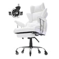 VEVOR Reclining Office Chair with Footrest, Heavy Duty PU Leather Wide Office Chair, Big and Tall Executive Office Chairs with Lumbar Support, White