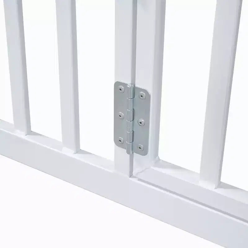 Luxystar Letto a Capanna in Metallo con Recinzione e Porta per la Cameretta dei Bambini, Bianco