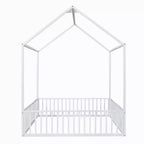 Luxystar Letto a Capanna in Metallo con Recinzione e Porta per la Cameretta dei Bambini, Bianco