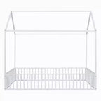 Luxystar Letto a Capanna in Metallo con Recinzione e Porta per la Cameretta dei Bambini, Bianco