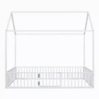 Luxystar Letto a Capanna in Metallo con Recinzione e Porta per la Cameretta dei Bambini, Bianco