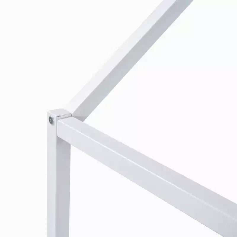 Luxystar Letto a Capanna in Metallo con Recinzione e Porta per la Cameretta dei Bambini, Bianco