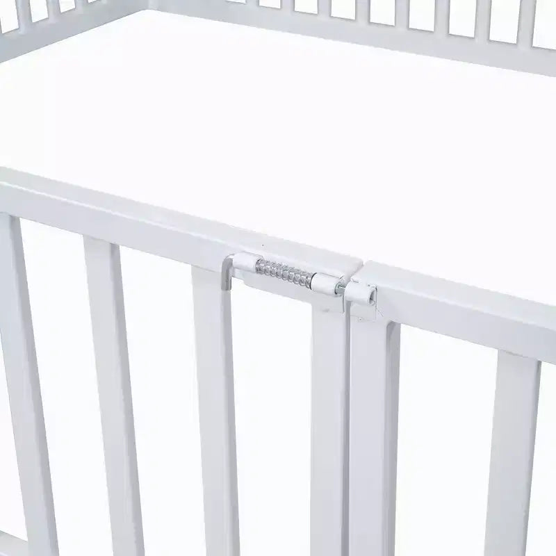 Luxystar Letto a Capanna in Metallo con Recinzione e Porta per la Cameretta dei Bambini, Bianco