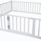 Luxystar Letto a Capanna in Metallo con Recinzione e Porta per la Cameretta dei Bambini, Bianco