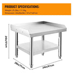 Tavolo da preparazione 24X28 per griglia, tavolo da lavoro in acciaio inossidabile resistente da 450 kg con ripiano inferiore da 100 kg, ideale per cucine commerciali, hotel e case