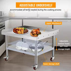 Tavolo da preparazione 24X28 per griglia, tavolo da lavoro in acciaio inossidabile resistente da 450 kg con ripiano inferiore da 100 kg, ideale per cucine commerciali, hotel e case