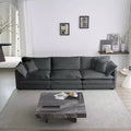 MAYEERTY Mid Century Modern 3 Seater Sofa with 2 Armrest Pillows 2 Toss Pillows for Living Room Gray