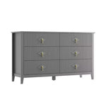 54 Wide 6-Drawer Dresser, Modern Chest with Metal Handles for Bedroom Storage, Gray