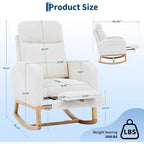 Moderna Sedia a Dondolo per Asilo Nido, Poltrona Relax Imbottita in Corduroy con Poggiapiedi Regolabile e Tasca Laterale per Soggiorno, Camera da Letto, Sala Allattamento, Beige