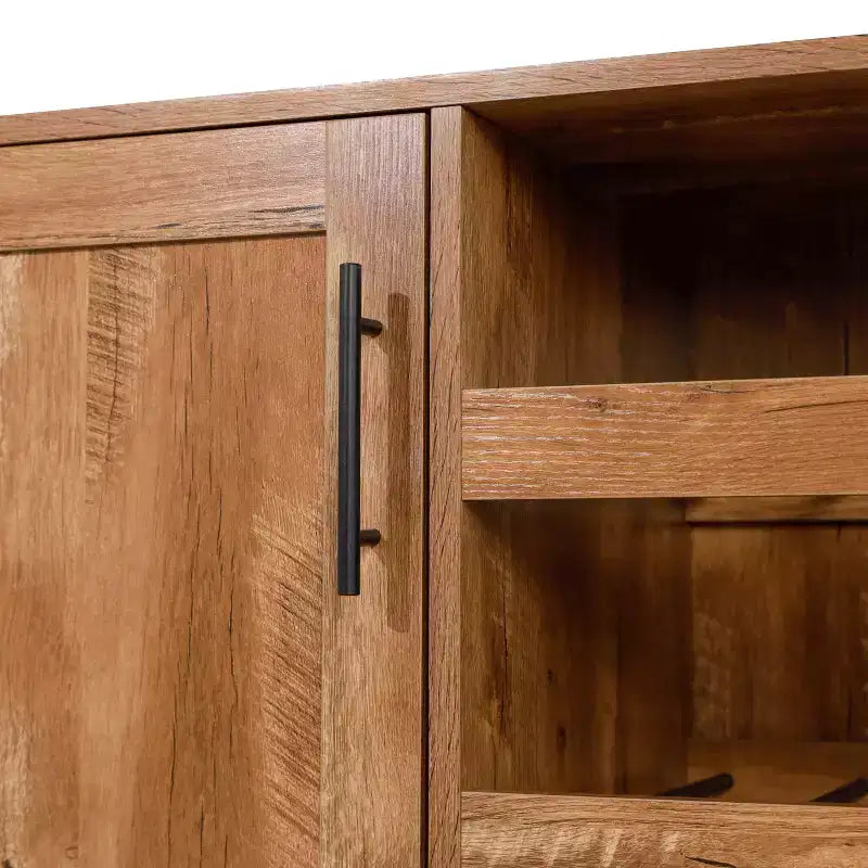 Mobile bar e credenza con mobiletto contenitore, supporti per calici sospesi e portabottiglie