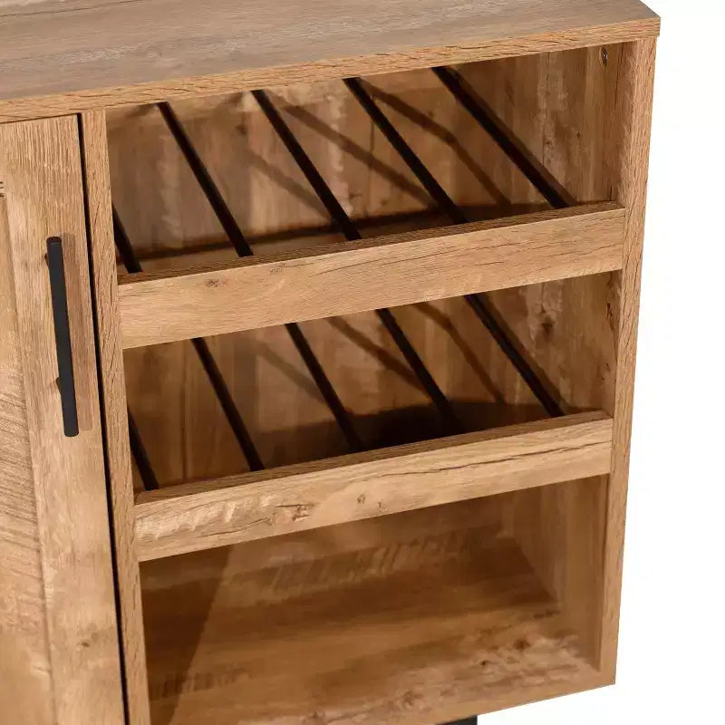 Mobile bar e credenza con mobiletto contenitore, supporti per calici sospesi e portabottiglie