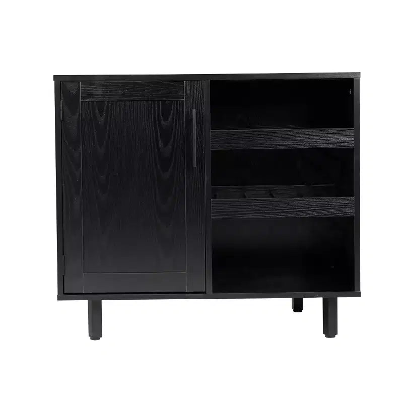 Mobile bar e credenza con mobiletto contenitore, supporti per calici sospesi e portabottiglie