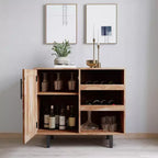 Mobile bar e credenza con mobiletto contenitore, supporti per calici sospesi e portabottiglie