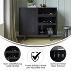 Mobile bar e credenza con mobiletto contenitore, supporti per calici sospesi e portabottiglie