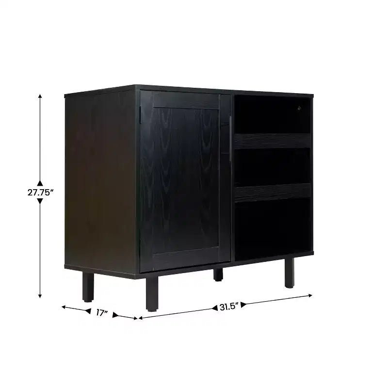 Mobile bar e credenza con mobiletto contenitore, supporti per calici sospesi e portabottiglie