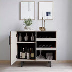 Mobile bar e credenza con mobiletto contenitore, supporti per calici sospesi e portabottiglie