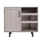 Mobile bar e credenza con mobiletto contenitore, supporti per calici sospesi e portabottiglie
