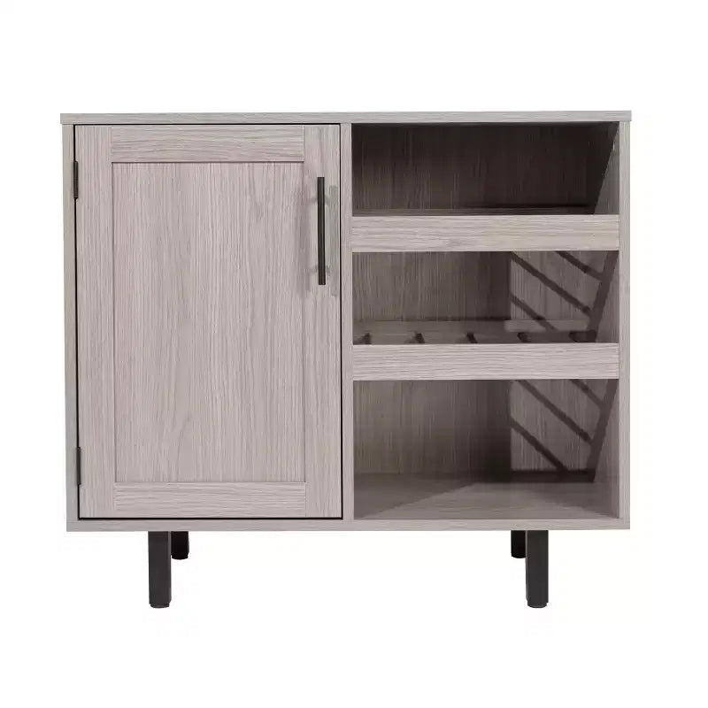 Mobile bar e credenza con mobiletto contenitore, supporti per calici sospesi e portabottiglie