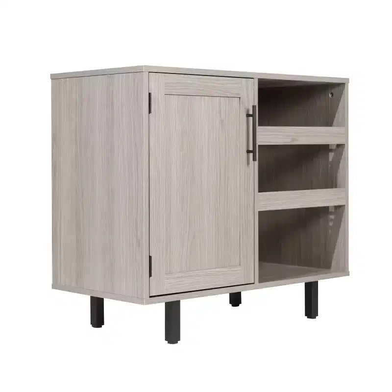 Mobile bar e credenza con mobiletto contenitore, supporti per calici sospesi e portabottiglie