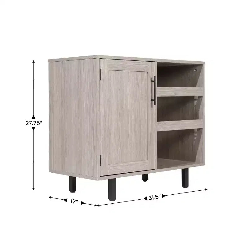 Mobile bar e credenza con mobiletto contenitore, supporti per calici sospesi e portabottiglie
