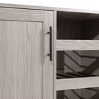 Mobile bar e credenza con mobiletto contenitore, supporti per calici sospesi e portabottiglie