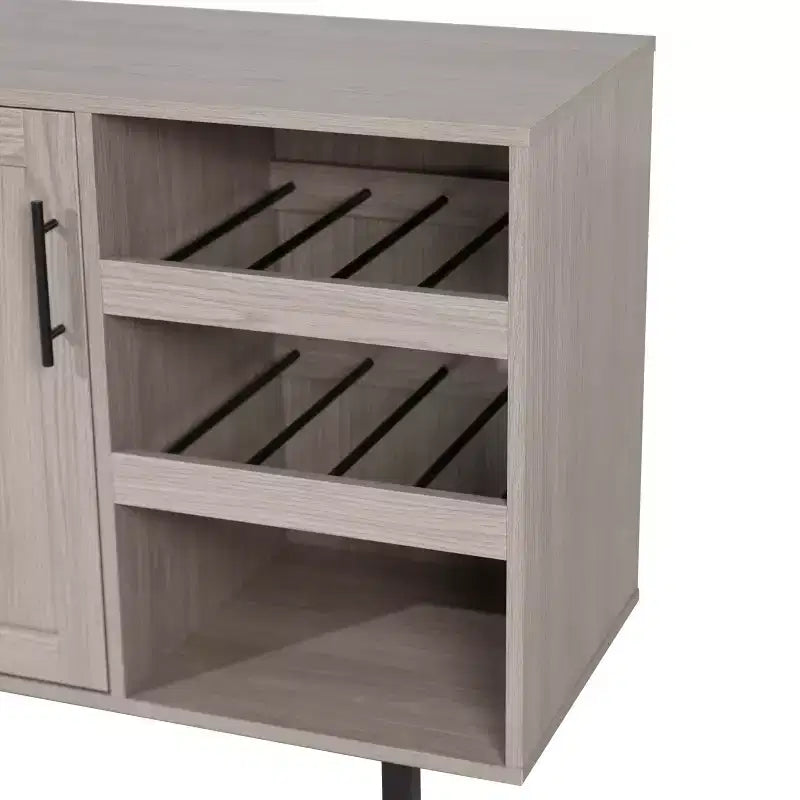 Mobile bar e credenza con mobiletto contenitore, supporti per calici sospesi e portabottiglie