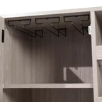 Mobile bar e credenza con mobiletto contenitore, supporti per calici sospesi e portabottiglie