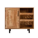 Mobile bar e credenza con mobiletto contenitore, supporti per calici sospesi e portabottiglie