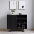 Merrick Lane Bar and Sideboard with Storage Cabinet, Hanging Stemware Holders and Bottle Storage