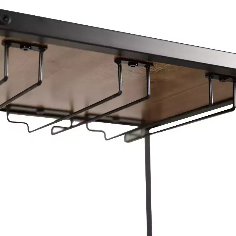 Tavolino da bar e da vino in metallo con portabottiglie e appendi-calici