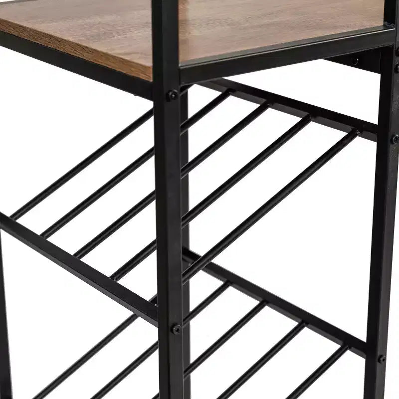 Tavolino da bar e da vino in metallo con portabottiglie e appendi-calici